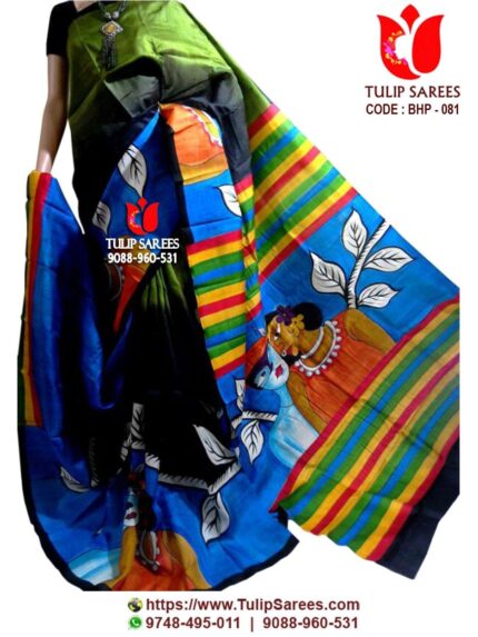 Bishnupuri Silk Hand Paint Saree